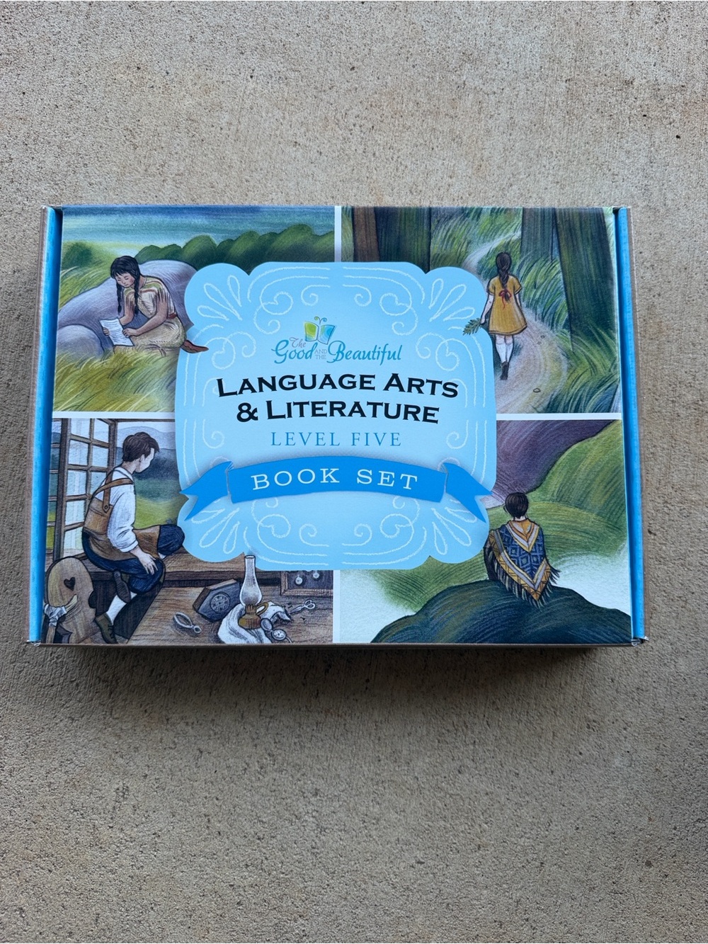 The Good and the Beautiful Language Arts level 5 book set with watercolor pad